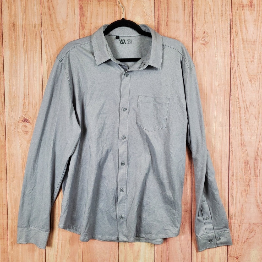 VRST Mens Long Sleeve Button Up Shirt‎ Sz Large Loose Fit Collared Lightweight